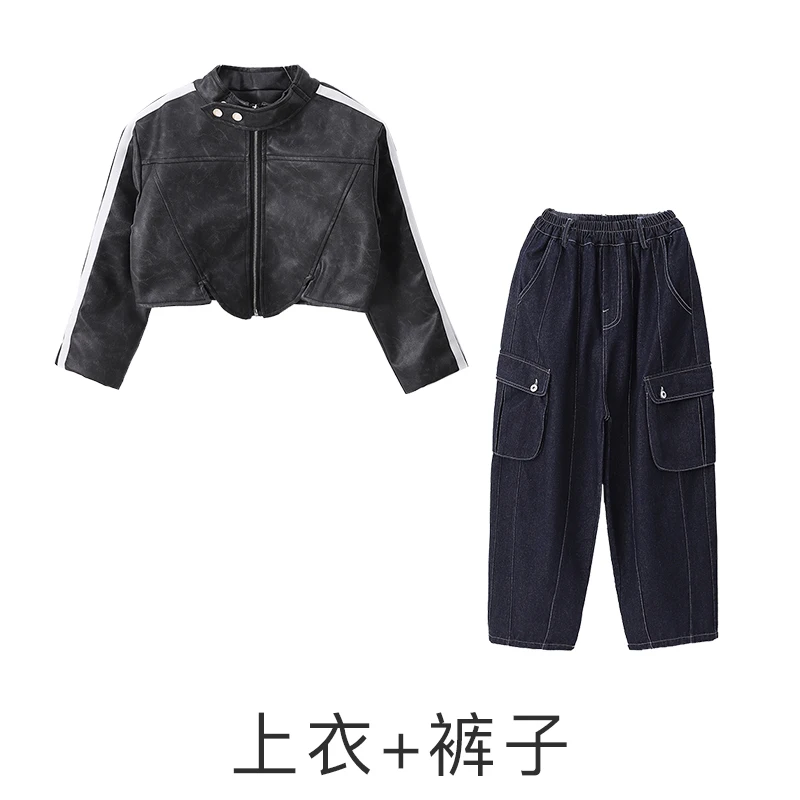 Children Hip Hop Dance Costumes For Kids Loose Jacket Hiphop Pants Suit Girls Jazz Performance Rave Clothes Streetwear DQS14542