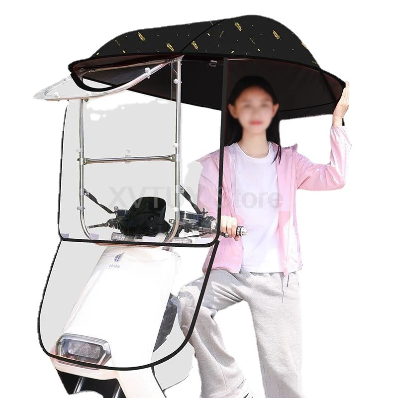 Electric Vehicle Canopy Sunshade Rain Proof Awning Motorcycle Windshield Cover Sun Umbrella Removable Safety Moto Accessories