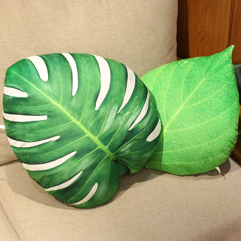 Imitation Leaf Plush Pillow Cartoon Artificial Soft Stuffed Back Chair Cushion Funny Car Sofa Home Decoration Pillow