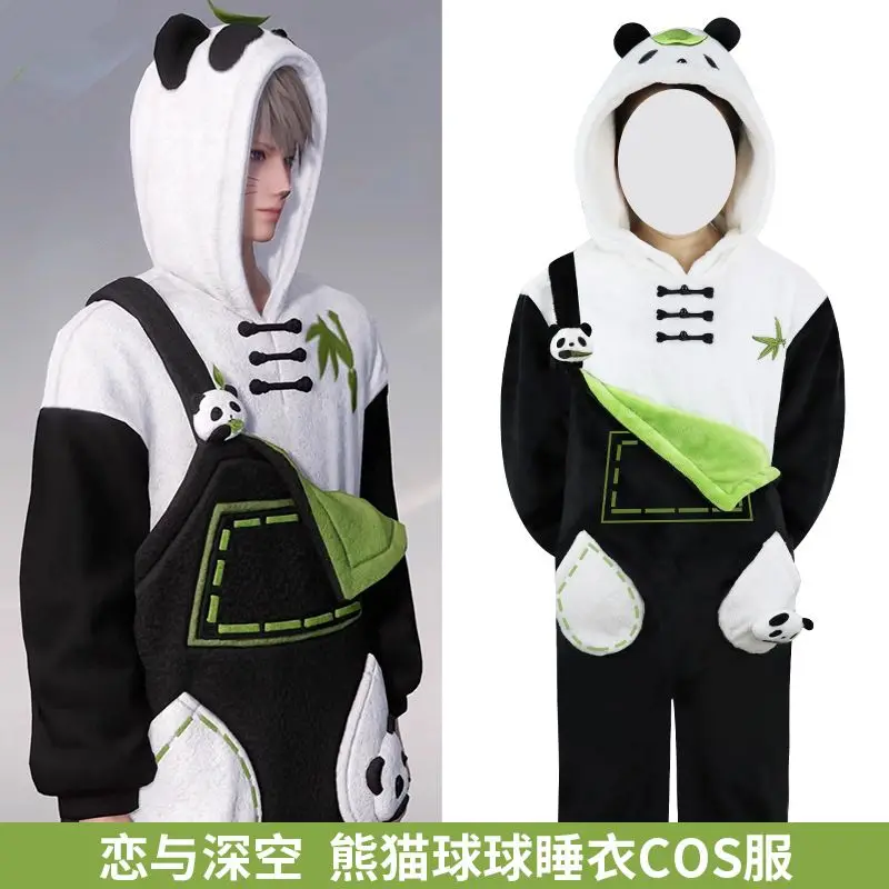 2 ชิ้นชุดความรักและ Deepspace Sylus Xavier Rafayel อะนิเมะ Loungewear Nightgown คอสเพลย์ Coral Velvet ฤดูหนาว Panda ชุดนอน