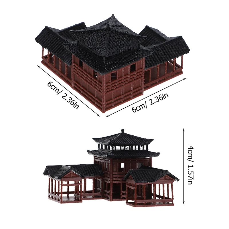 Ancient Building Model Miniature Japanese Pavilion Decorations Miniature Zen Garden Aquarium Bonsai Ornaments Chinese Inn Statue