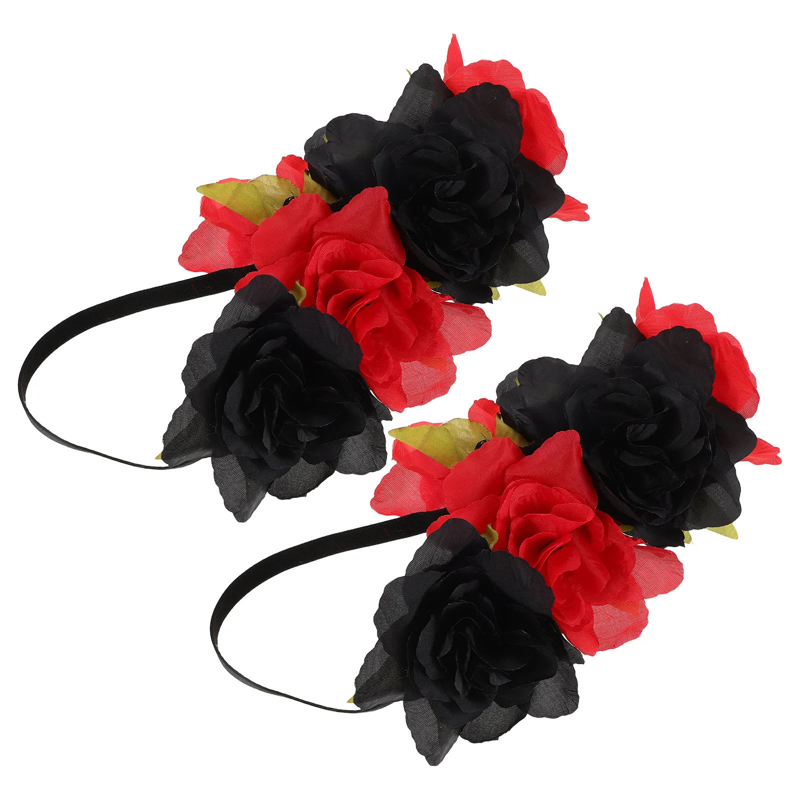 

2Pcs Bride Flower Hairband - Reusable Floral Headwear - Vintage Rose Garland for Wedding Ceremony Photo Shoot Holiday Party