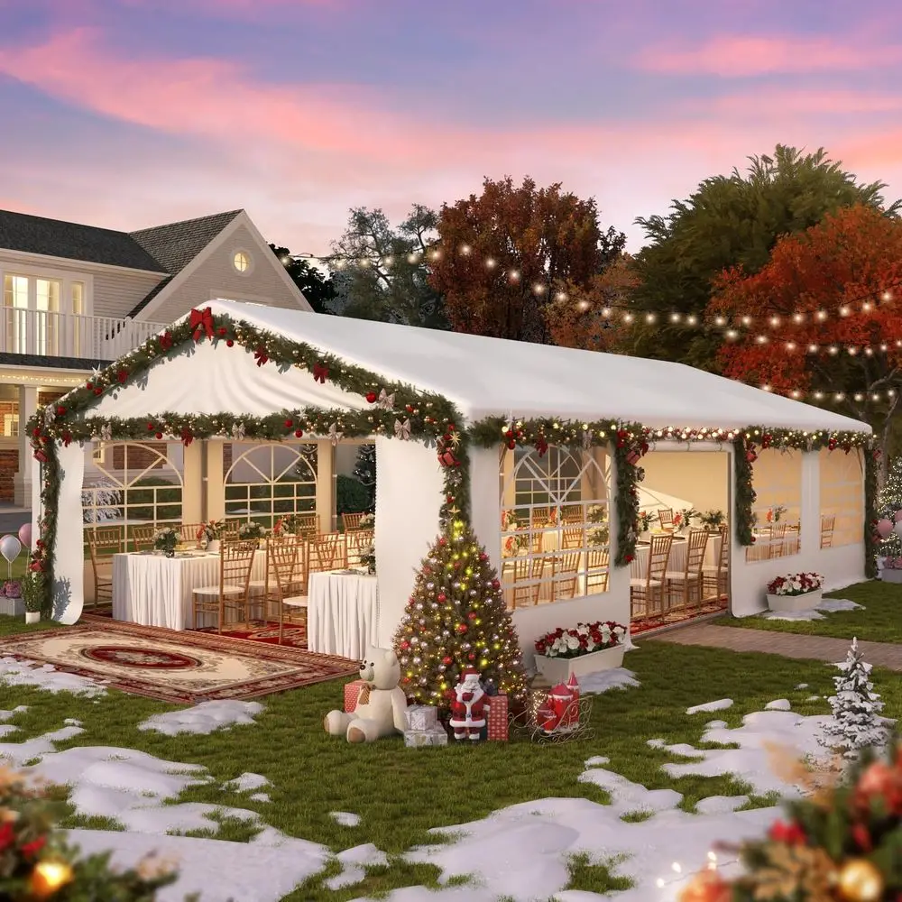 

Прочный свадебный шатер 20x30 с съемными стенками и 4 мешками с песком, водонепроницаемый уличный навес для мероприятий с защитой от УФ-излучения UV50+