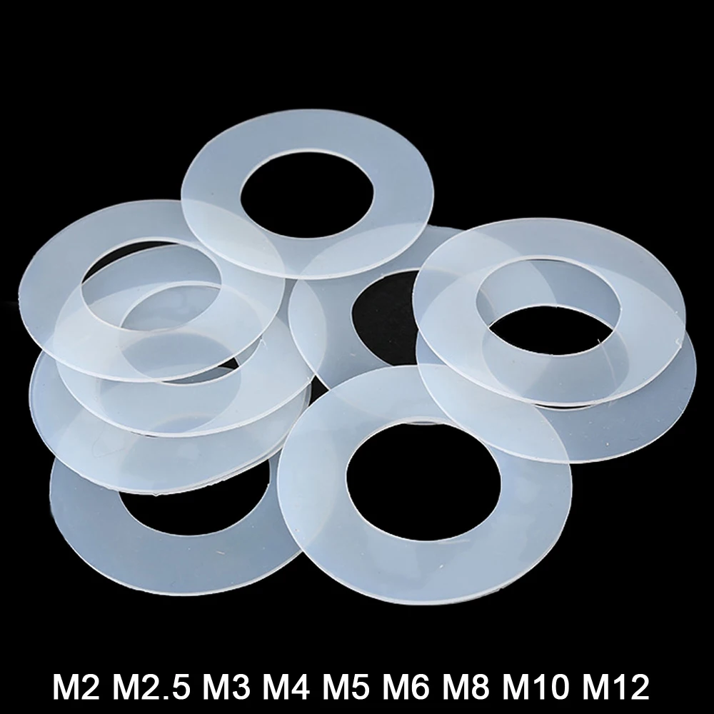 10pcs Silicone Rubber Flat Gaskets Screw Washer Plumbing Faucet Seal Washer Waterproof Sealing O-Ring M2 M3 M4 M5 M6 M8 M10 M12