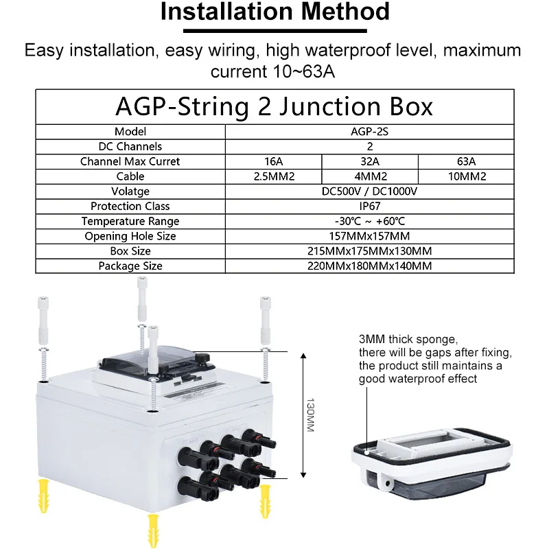 DIHOOL 2S IP67 Waterproof Distribution Box 2P MCB Circuit Breaker DC12V-500V 10A-60A Outdoor Solar Junction Box with Terminal