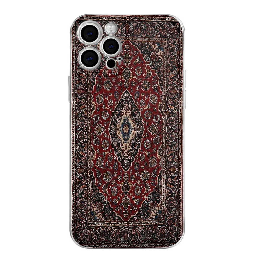 Persian Carpet Floral Pattern Phone Case For Samsung S26 Ultra S25 S24 S23 S22 S21 FE S23FE A54 A53 A33 A14 Transparent Cover
