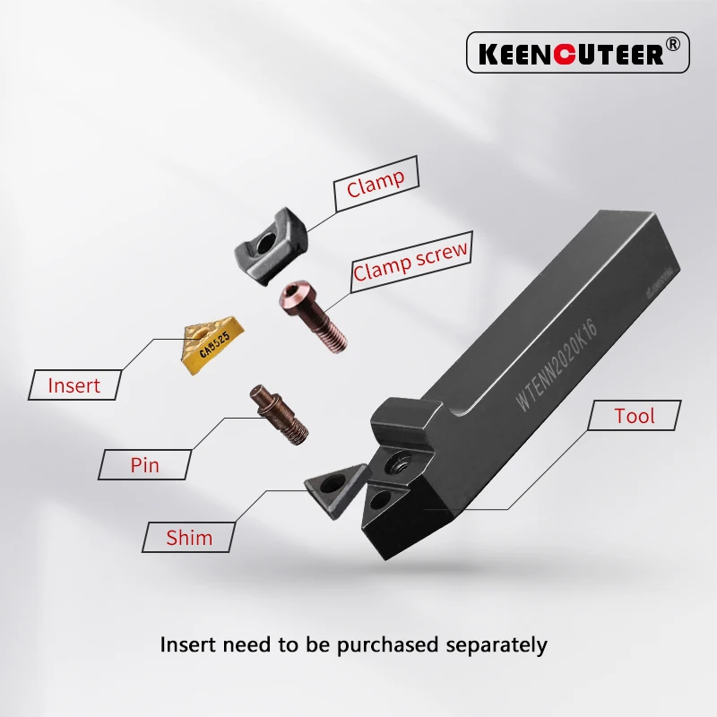 WTENN1616 WTENN2020 WTENN2525 WTENN3232 External Turning Tool WTENN Lathe Bar Turning Holder CNC Cutting Tool Cutter Bar