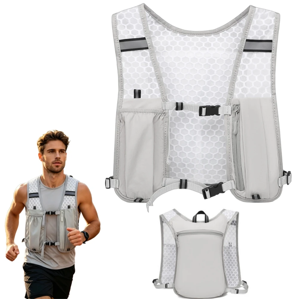 Running Hydration Vest Running Water Bottle Storage Vest Breathable Backpack Chest Pack for Runs, Hiking, Cycling, Marathons