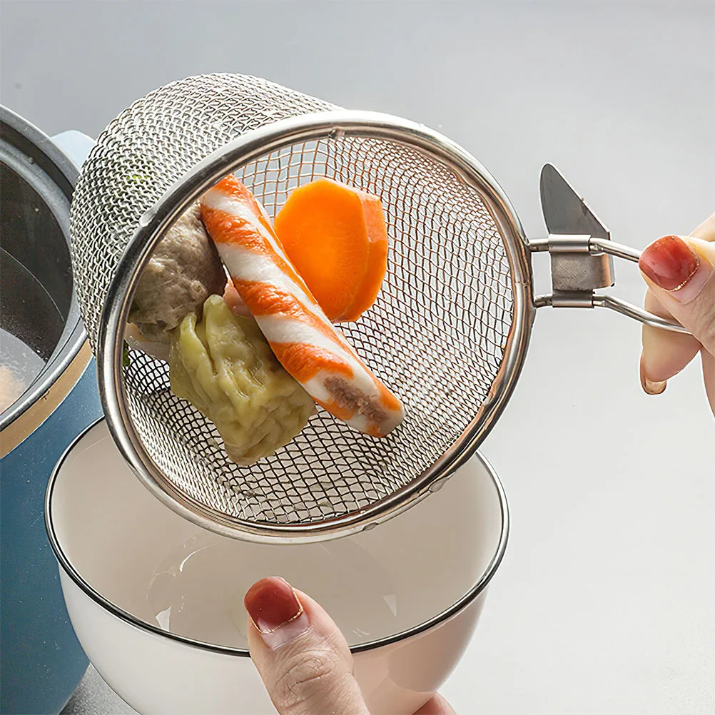 

Stainless Steel Strainer Spoon Hanging Design Perforated Hole Kitchen Noodle Pasta Frying Food Colander Basket Mesh Tool