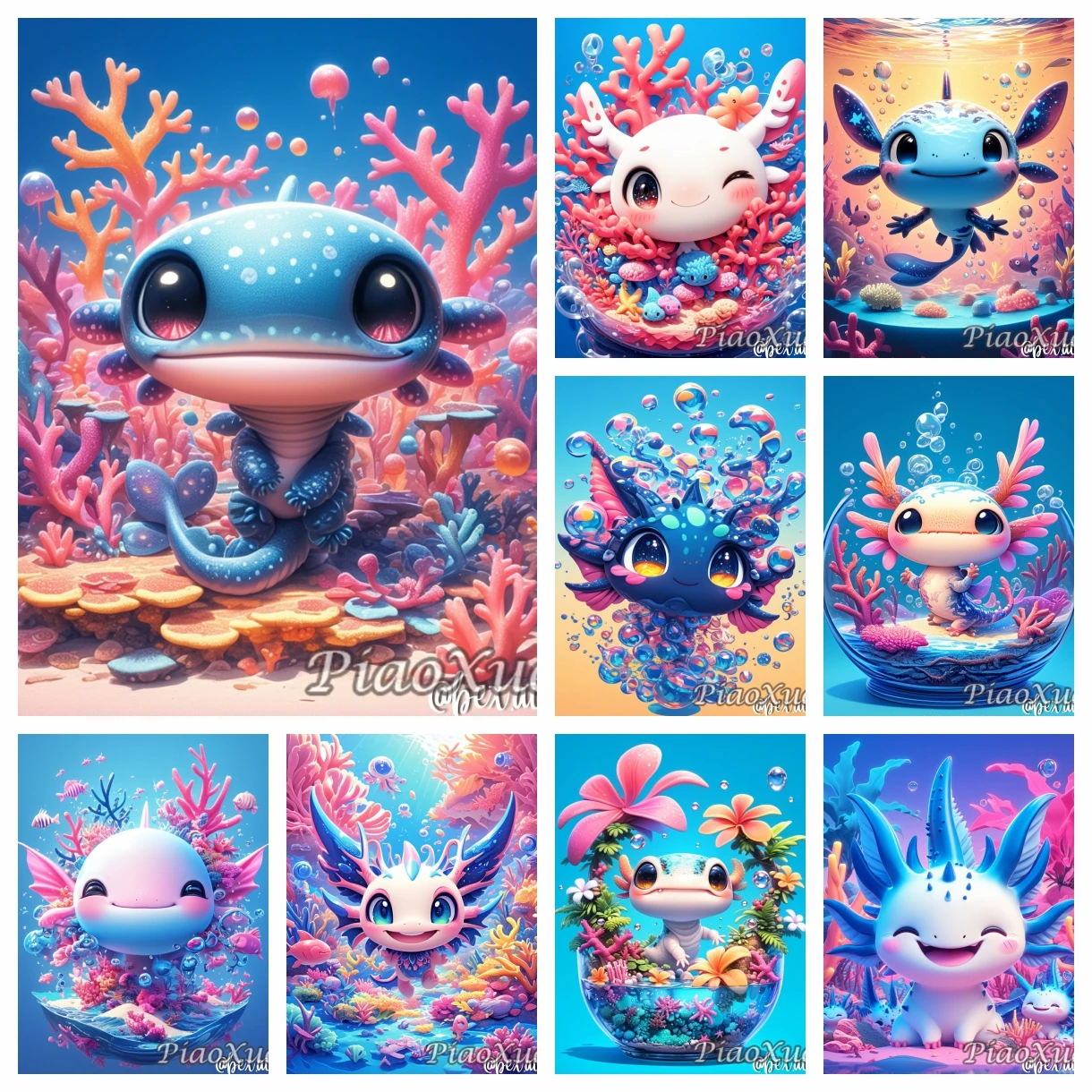 

Cartoon Animation Axolotl Adventures 5D Diamond Painting Cute Adventure Creatures DIY Mosaic Embroidery Cross Stitch Kit Hobby