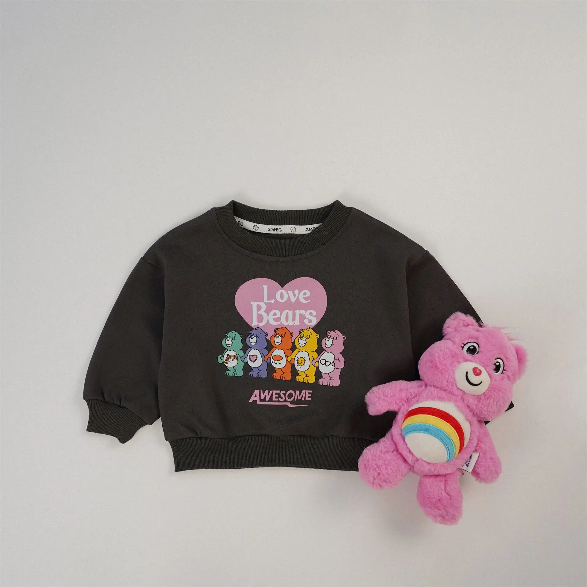 2024 Autumn New Children Long Sleeve Cartoon Sweatshirt Family Matching Clothes Boys Girls Cotton Pullover Loose Baby Tops