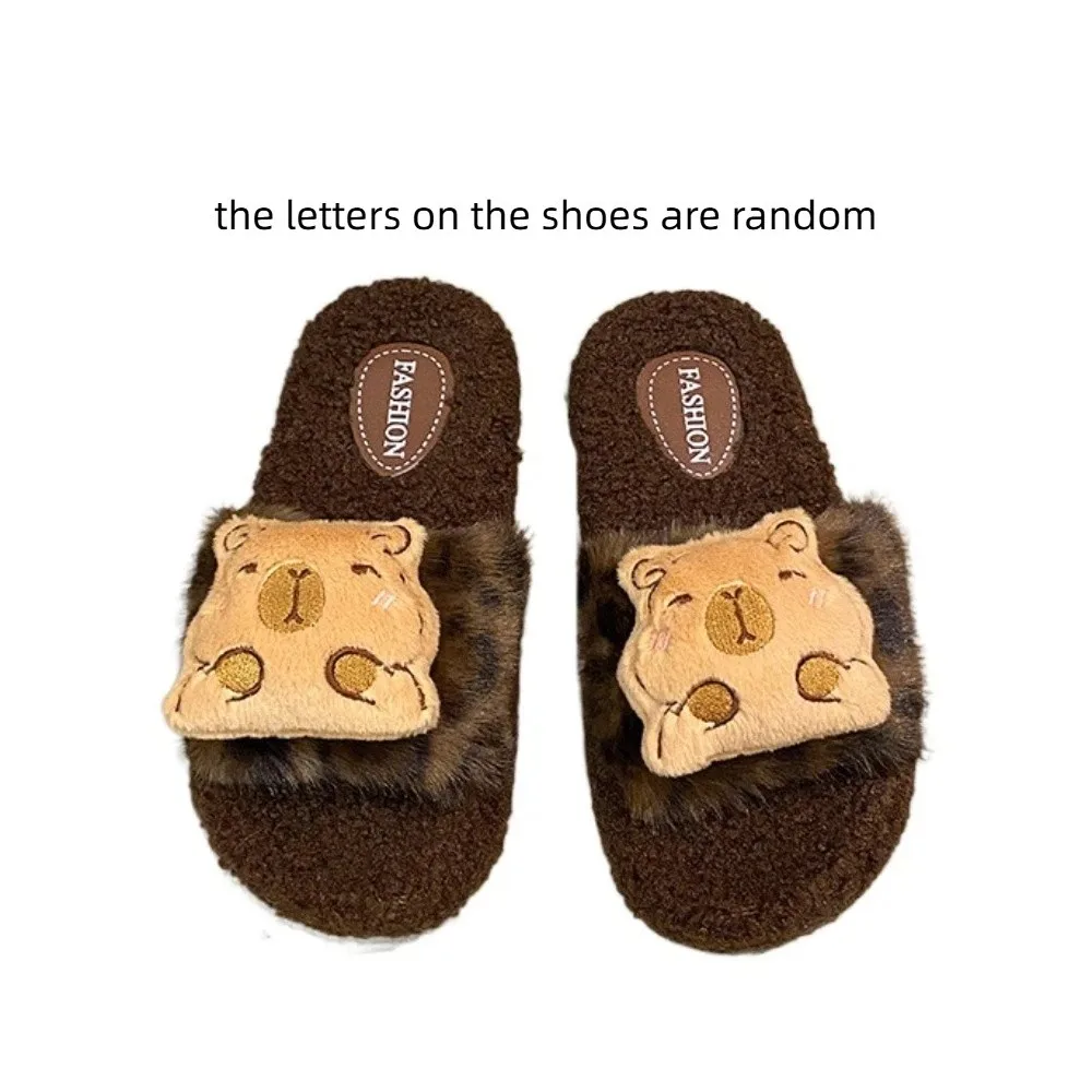 

Soft Fluffy Capybara Plush Slippers Cartoon Thicken Warm Capybara Dolls Slippers Cute Anti-slip Winter Cotton Shoes Indoor