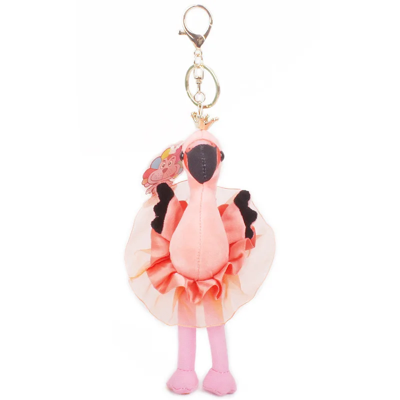 New Simulation Flamingo Plush Stuffed Keychain Pendant Cartoon Cute Flamingo Plush Doll Backpack Decoration Pendant Gifts