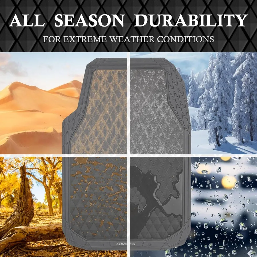 회색 고무 자동차 바닥 매트 및 화물 라이너 내구성 미끄럼 방지 3D 마름모 방수 자동차 패드 트림 핏 라이너 올웨더 트루