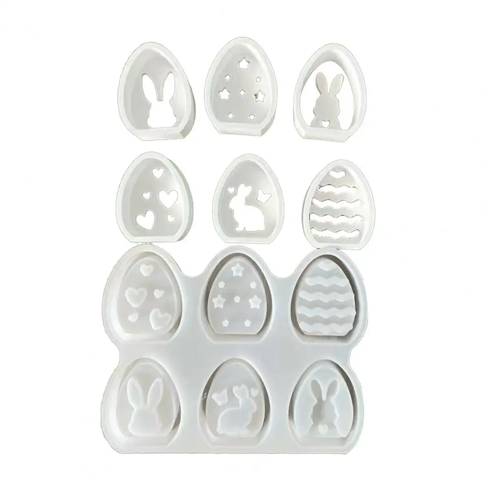 Easter Silicone Mold Easter Decoration Mold Easter Bunny Silicone Mold Set 6-cavity for Resin Crafts Candle Making Diy Holiday