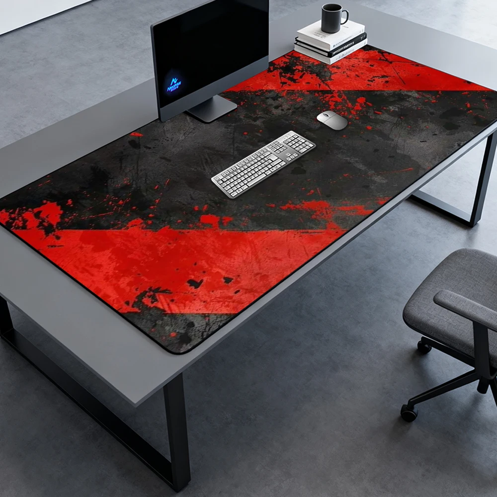 Grunge Mouse Pad Pc Gaming Desk Mat 160x60 1800x600 Black Red Extra Mousepad Large Splatter Accessories Full Desk Mousepads