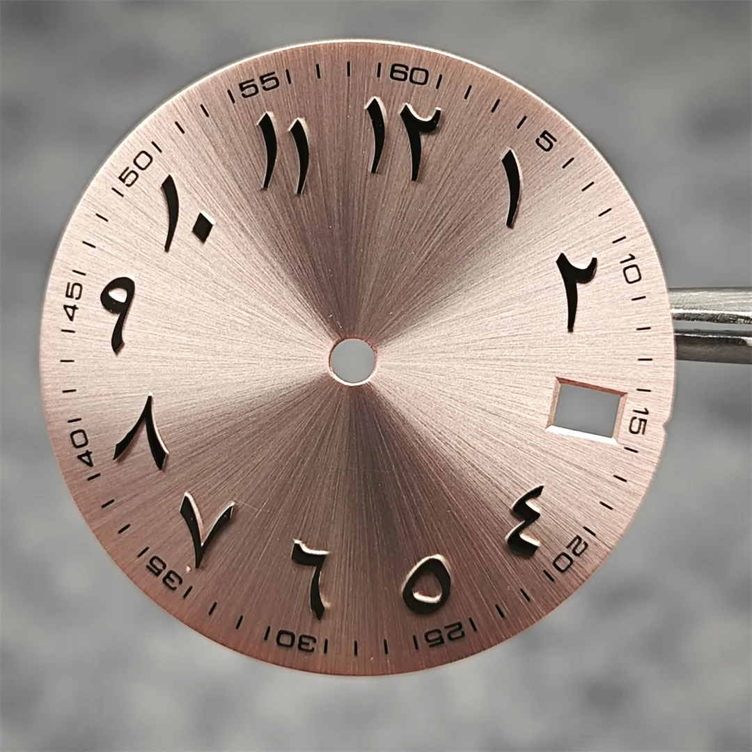 28,5 mm Zifferblatt mit Sonnenmuster, arabisches Alphabet mit Datum, Zifferblätter, Ersatzzubehör für NH35/NH36-Uhrwerk