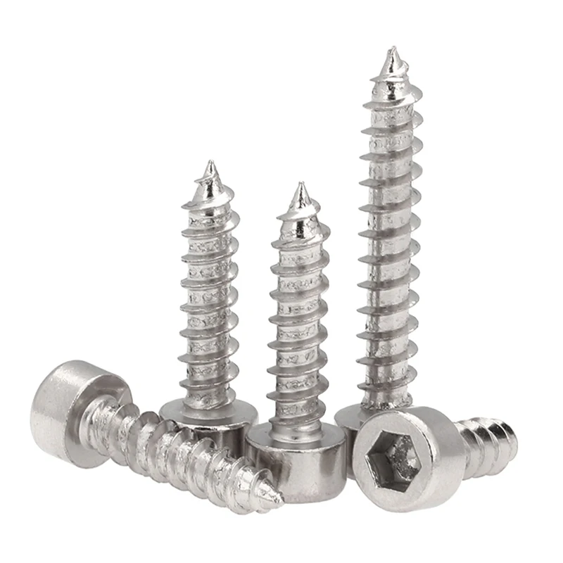 50pcs M1.7 M2 M2.3 M2.6 M3 M3.5 M4 M5 M6 Nickel-Plated Carbon Steel Allen Key Hex Hexagon Socket Cap Head Self Tapping Screw