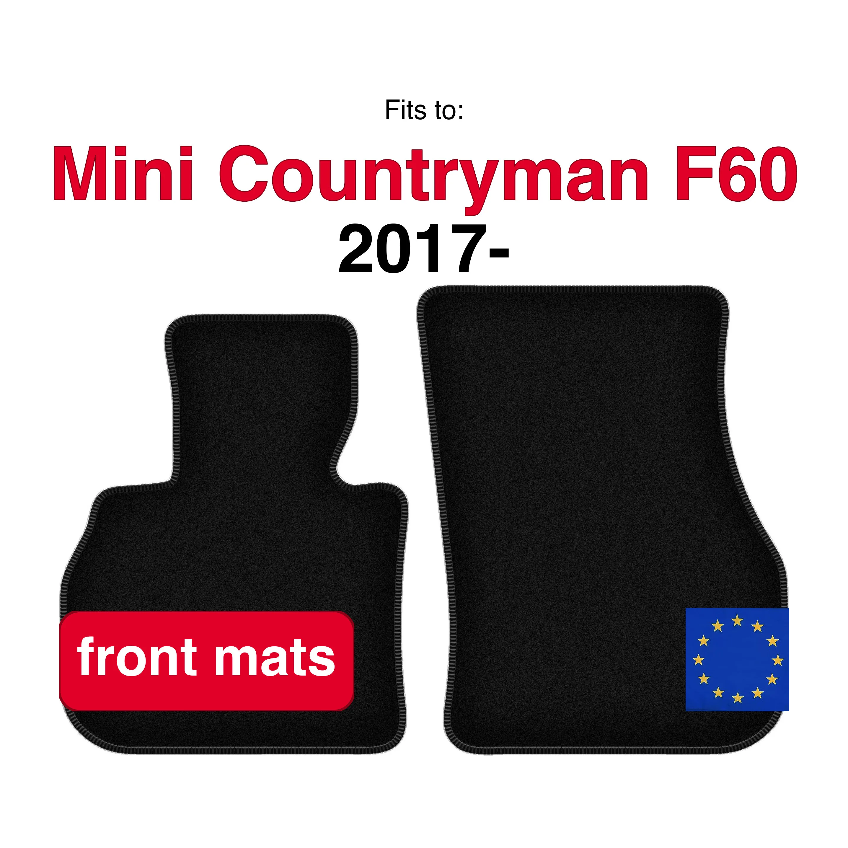 Velours vloermatten voor Mini Countryman F60 crossover (2017-) - Zwart (2 stuks) set auto vloermatten voor