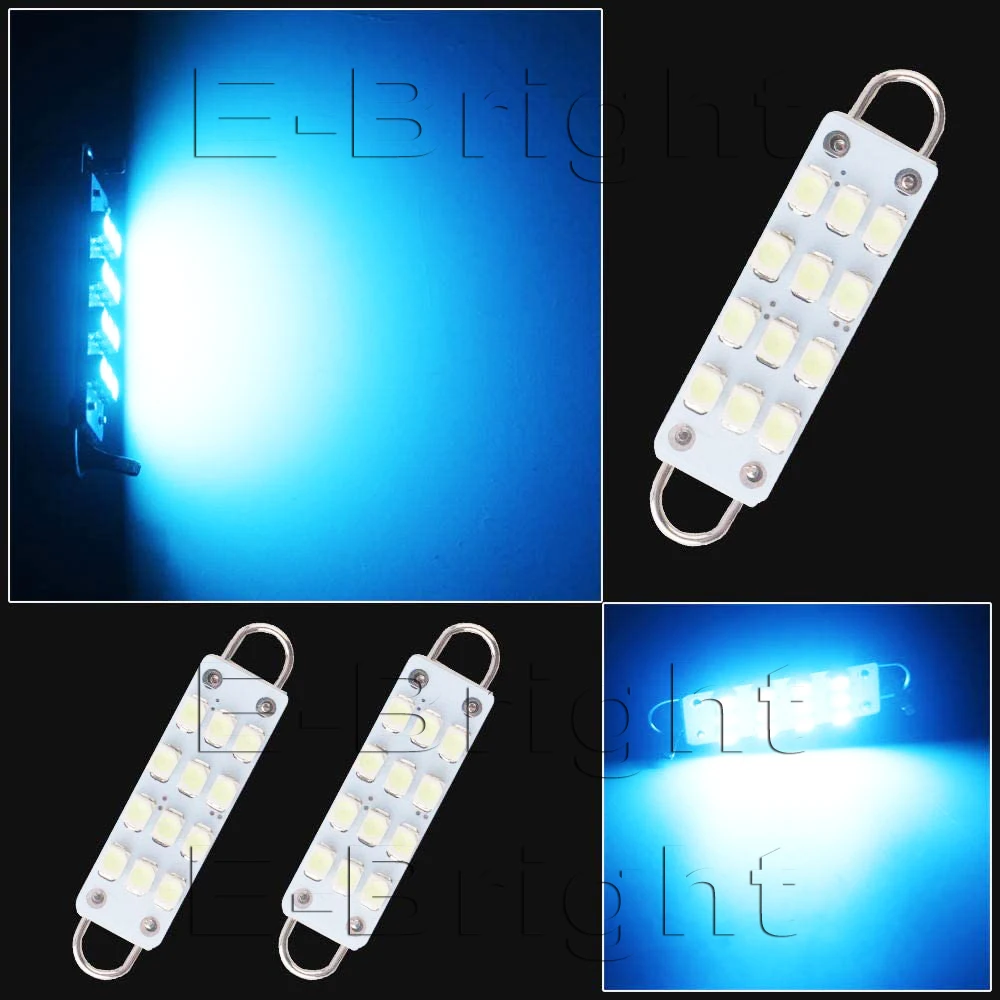 4PCS 44mm 1.73in Rigid Loop 12V Festoon C5W 561 564 1210 12SMD Car LED Cargo Dome Trunk Map Door Light Red Green White Ice Blue