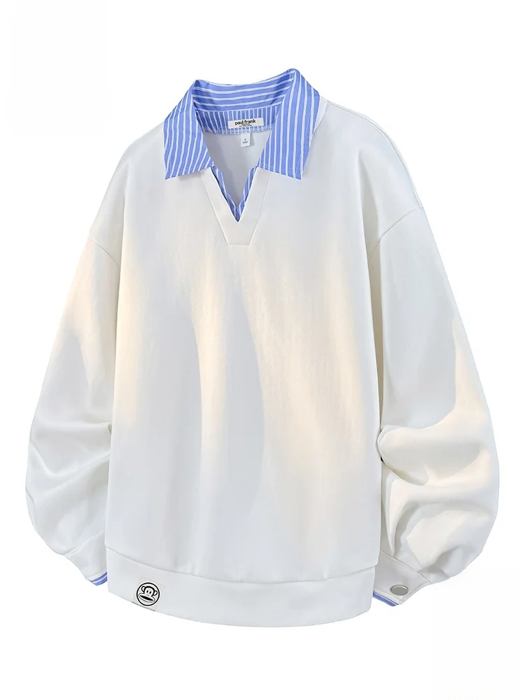 

Мужская толстовка Paul Frank свободного кроя: осенняя, модная, повседневная верхняя одежда с полосками и дизайном в виде обезьяны, из полиэфирного волокна