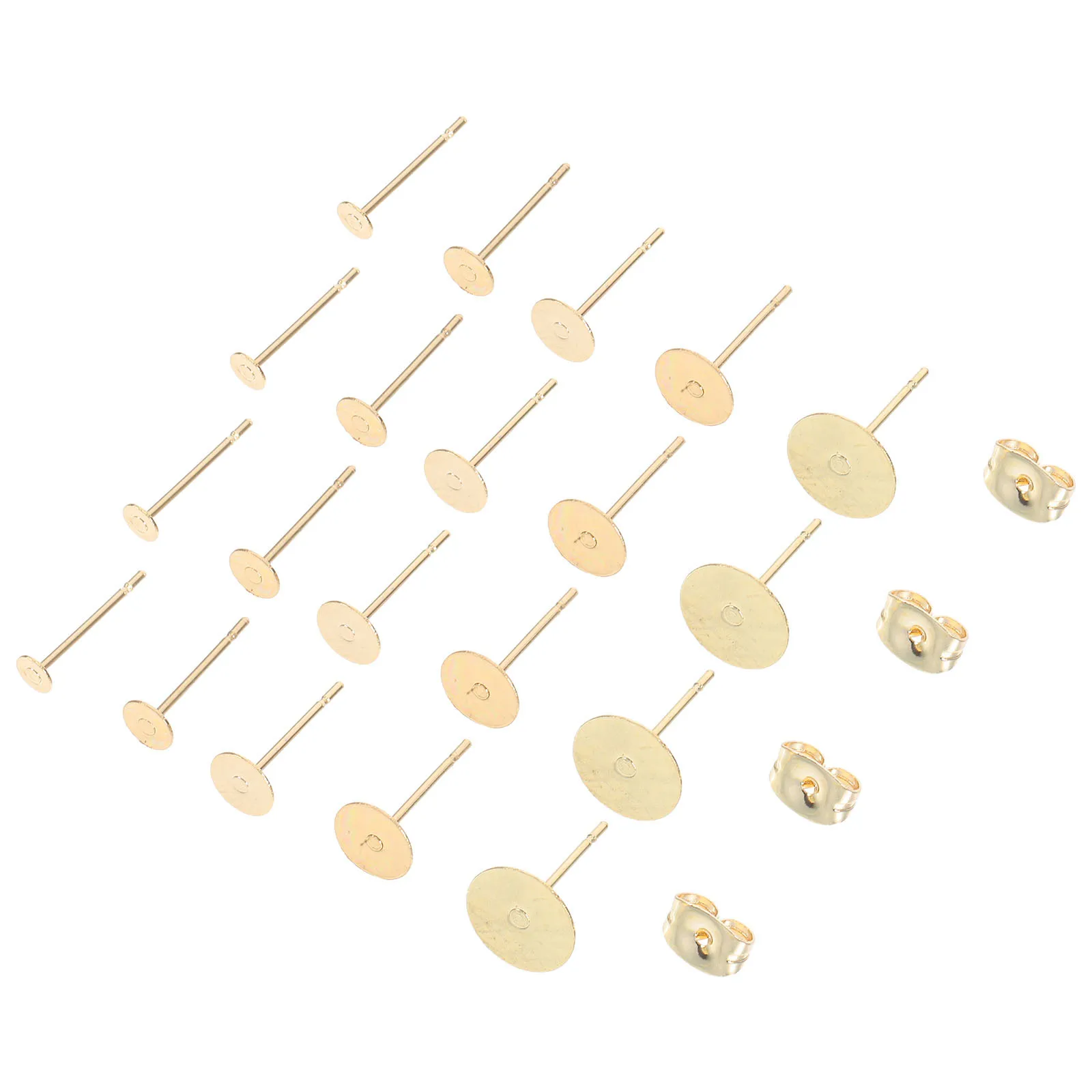 

50Set Flat Round Stud Earring Posts Stainless Steel Jewelry Making Supplies Secure Backing Ideal DIY Earrings Casual Formal