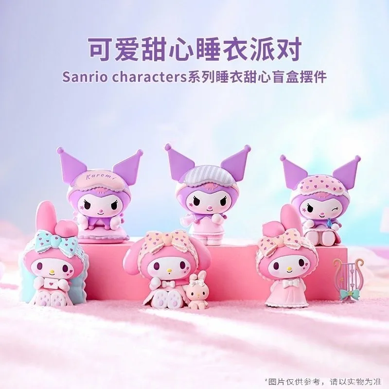 Miniso Sanrio cartoon Cute Pajamas Sweetheart Series  Kuromi My Melody Figure Kawaii Desktop Decoration Holiday Surprise Gift