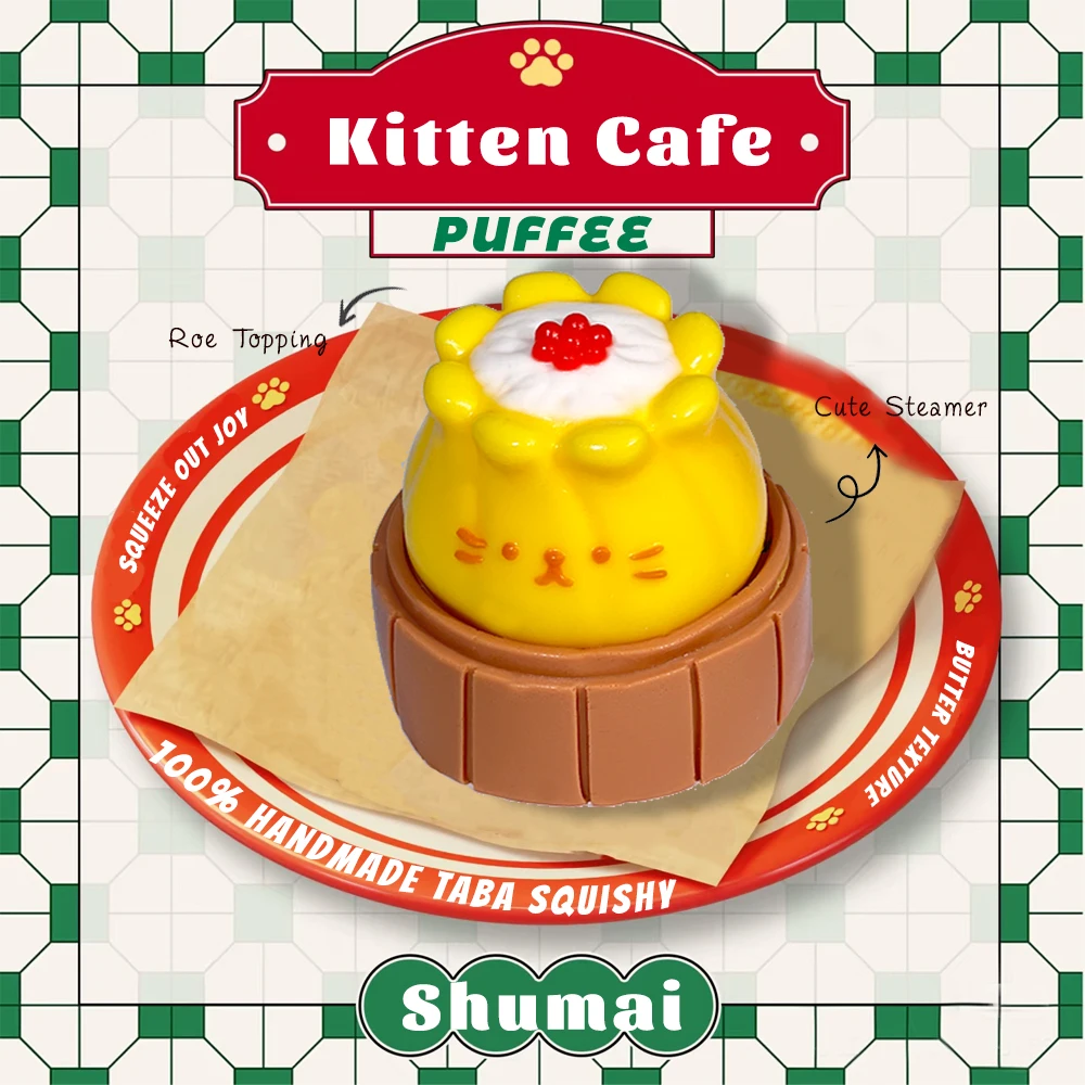 Kitten Cafe Squishy-Spielzeug aus lebensmittelechtem Silikon, handgefertigtes Taba-Squishy, cremiges, weiches, langsam zurückfederndes Quetschspielzeug, Ananasbrötchen – Detail 5