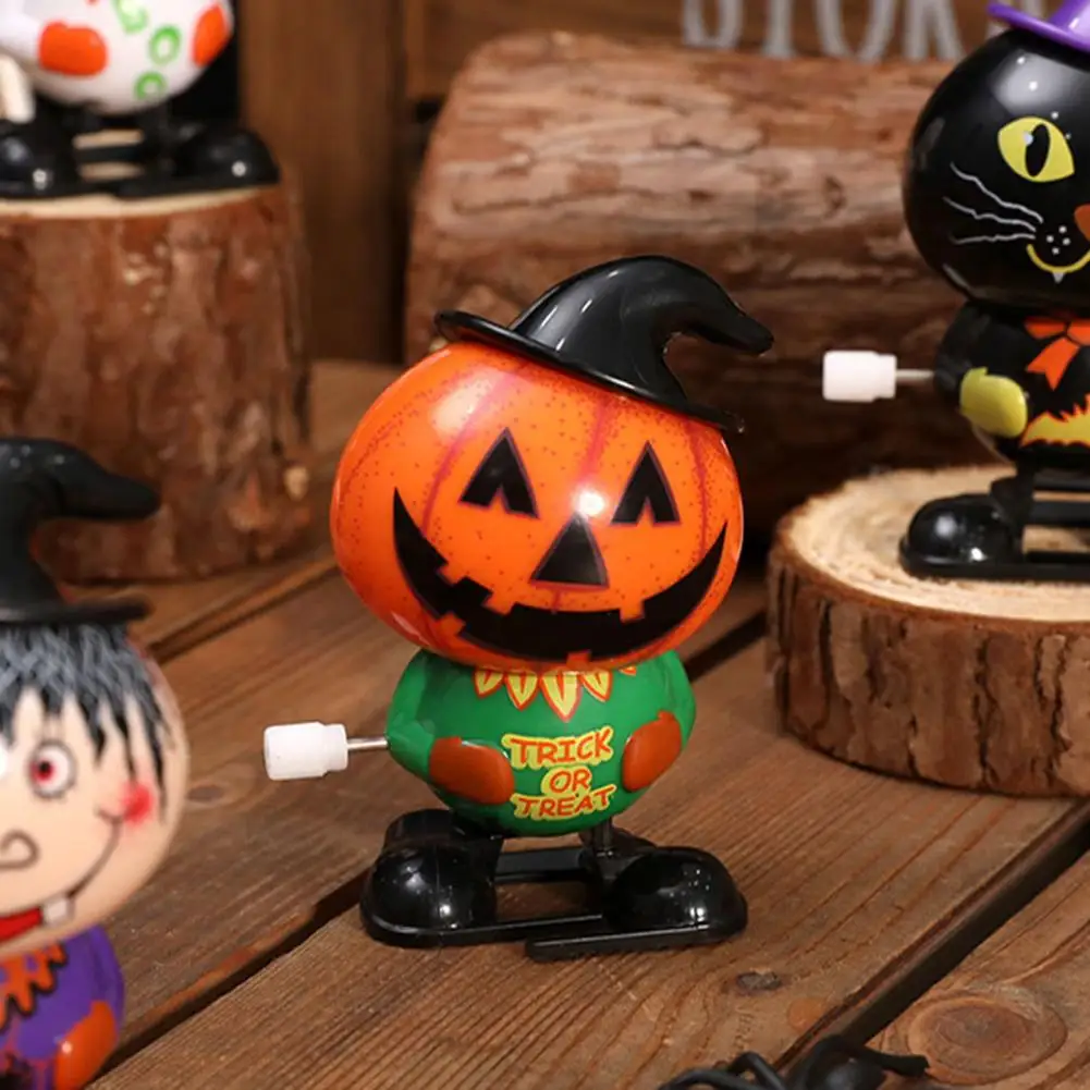 Brinquedo de corda de gato preto assustador halloween brinquedo de abóbora de corda para crianças dos desenhos animados bruxa boneco de neve gato preto andando brinquedos para meninos