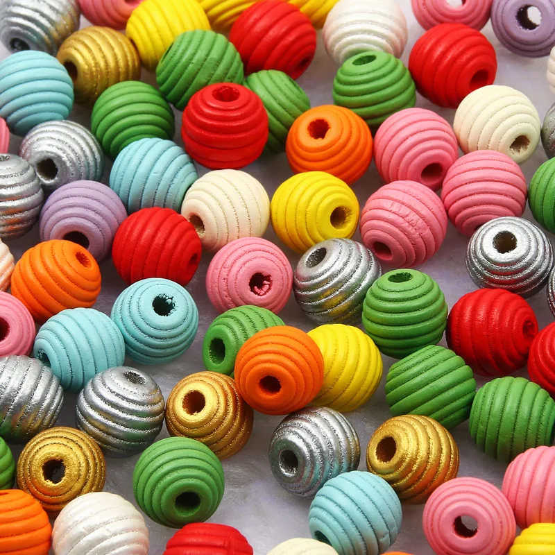 Natural Wooden Beads Colored Round Balls To Make Bracelets Threaded Beads 12/18mm Loose Beads For Jewelry Making DIY Accessories