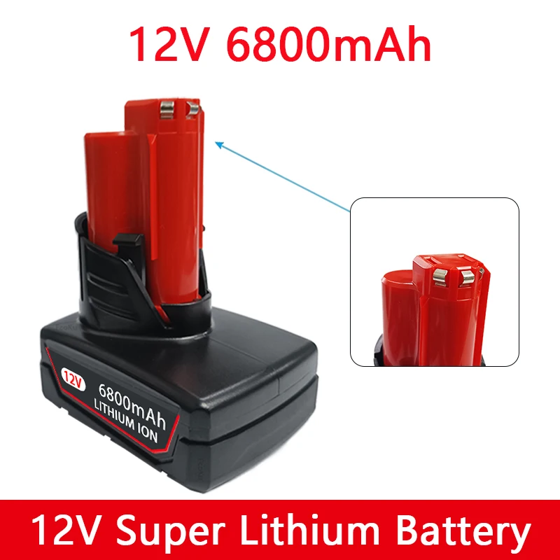 

Aicherish M12 Brand New 100% Original 12V 6800mAh Power Tool Lithium Ion Battery 48-11-2411 48-11-2401 Replace The Battery