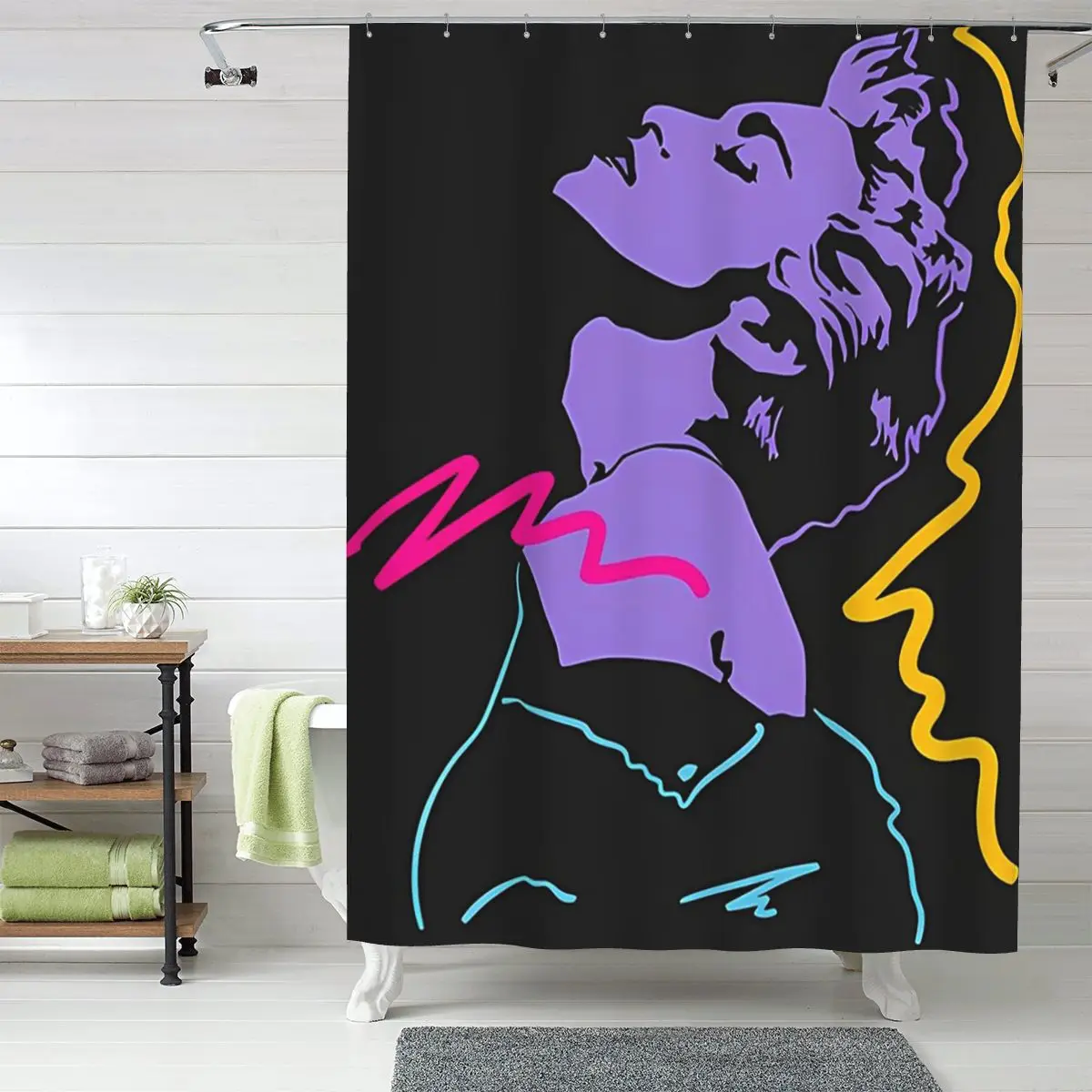 

Занавеска для душа в стиле ретро 80-х годов с изображением Мадонны, полиэстеровая, водонепроницаемая, с крючками