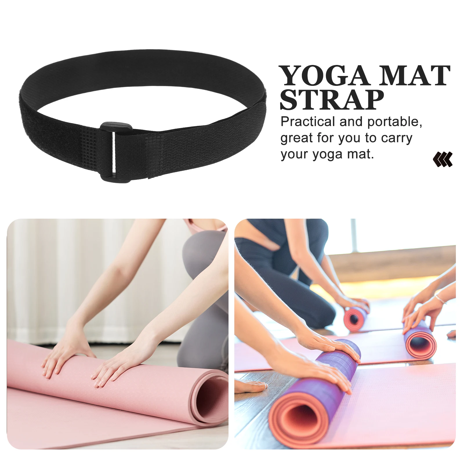 

12 PCS Yoga Mat Strap Straps Buckle Cable Tie Fastener Storage Black Stretch Carrier Holder Thick along with Stretch Sling