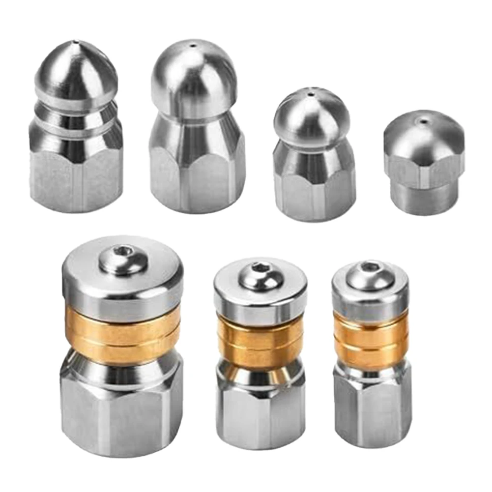 Car Washing Pressure Nozzle Sewer Jetter Nozzles Hose Nozzle PSI Seven Piece Sewer Nozzle Stainless Steel Washer Nozzle Fitment