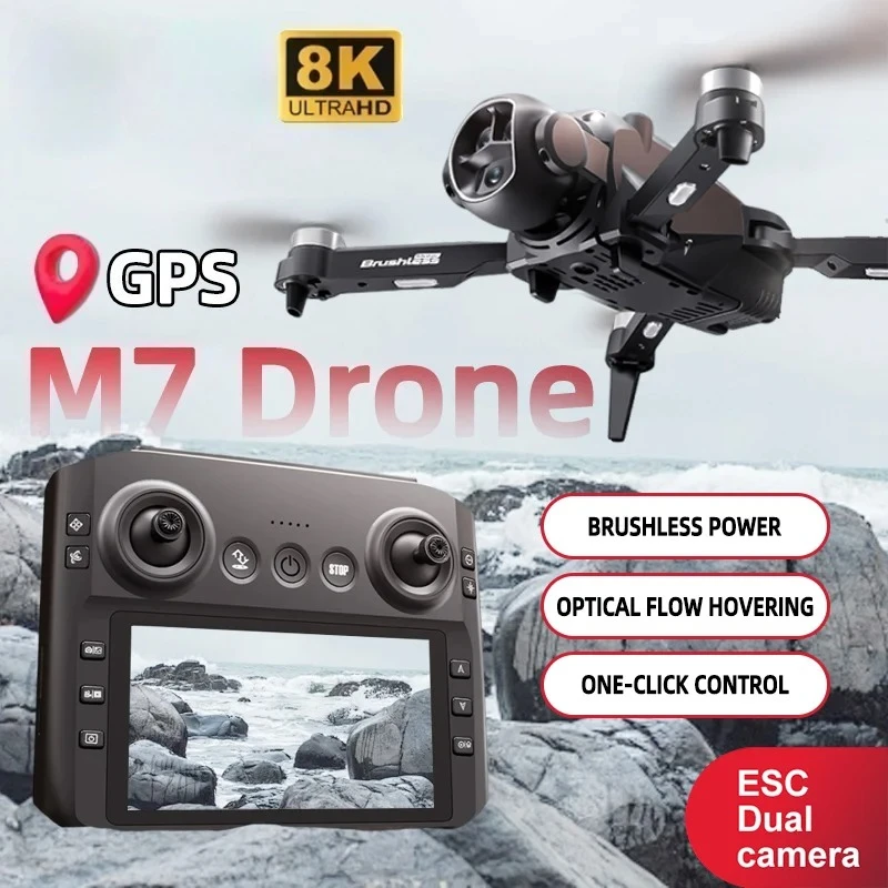 

Дрон M7 8K Профессиональный квадрокоптер с тремя камерами, бесщеточный, с обходом препятствий, оптическим позиционированием, для аэрофотосъемки, 2026