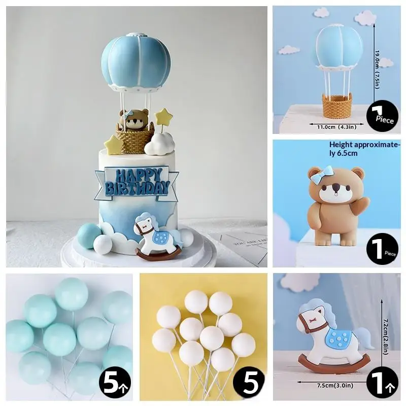 Blue Pink Hot Air Balloon Cake Topper Gender Reveal Party Cake Decoration Kids Boy Girls Birthday Party Supplies Baby Shower view 5
