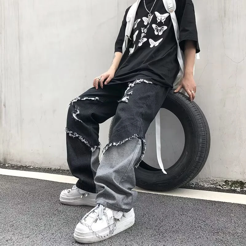 Tassel Pants Men's Wide Leg Hip Hop Lazy Wind Jeans Couple's Pants Loose Jeans Men streetwear y2k pants cargo jeans Men's clothe