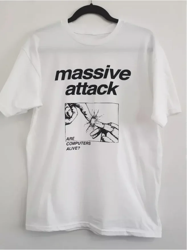 NEW MASSIVE ATTACK Are Computer Alive White Red Navy Pink T-Shirt S-5XL