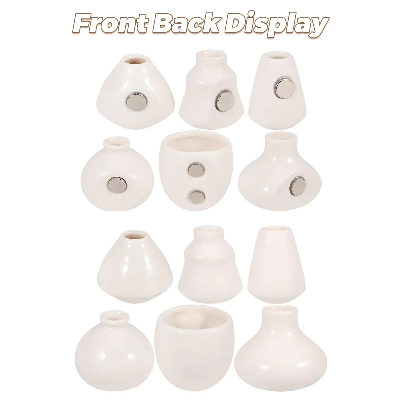 

6pcs Ceramic Vase Stickers Small Flowerpot Desktop Decoration White Porcelain Plant Pot Balcony Window Office Use