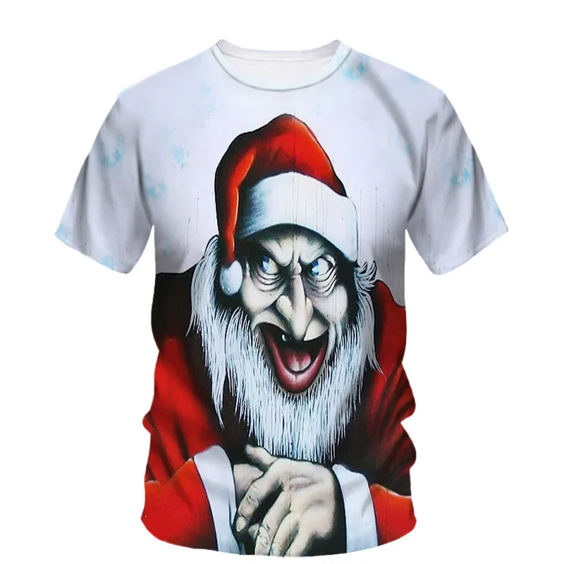 Hip Hop Santa Claus Holiday Carnival Men'S T-Shirt Fashion Fun Personality Quality Neutral O-Collar Casual Party Short Sleeve