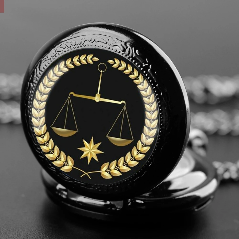 Jam tangan saku Quartz Justice and Fairness-pengerjaan yang sangat indah, cocok untuk hadiah atau penggunaan pribadi