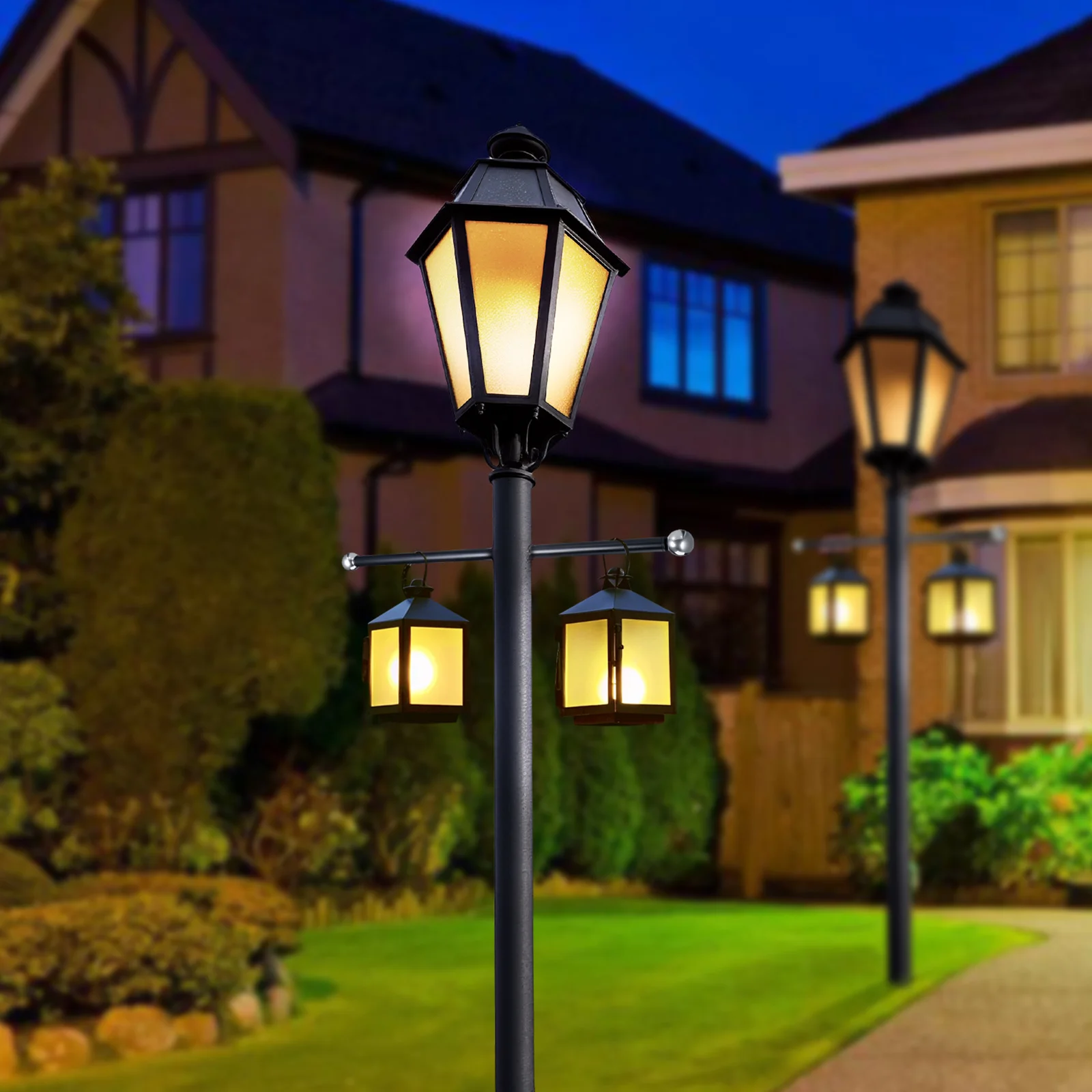 

Outdoor Light Mounting Arm Black Metal 56Cm Cross Handle For Lamp Post Sturdy Garden Lighting Bracket Yard Patio Fixture Support