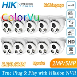 Hikvision-kompatible ColorVu 5MP Dome POE IP-Kamera 8MP Home Security CCTV-Kamera 1080P 30m H.265 P2P Plug&Play IPC