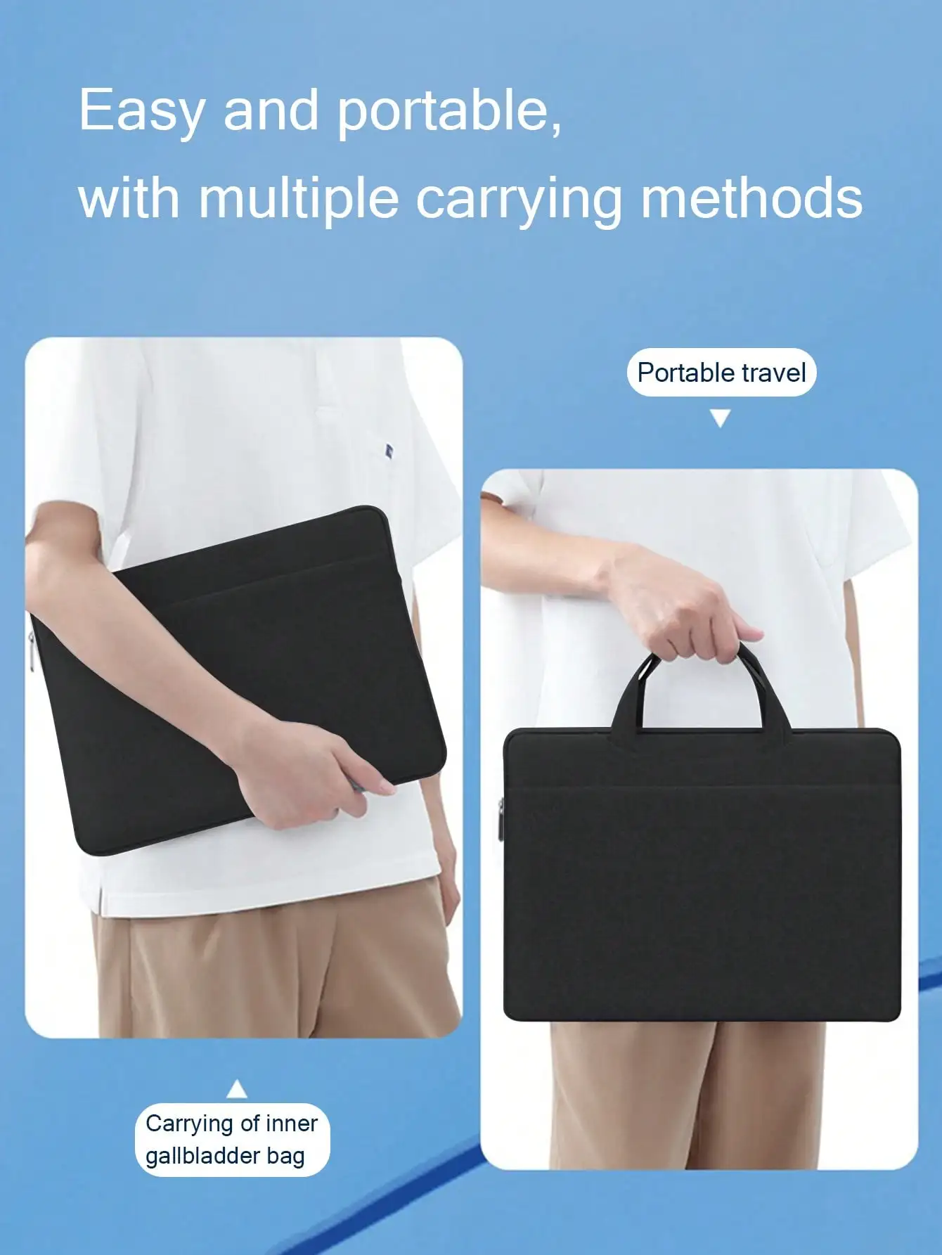 Business Laptop Bag Briefcase Waterproof Simple Portable Multifunctional Computer Sleeve Bag Two-In-One Laptop Bag