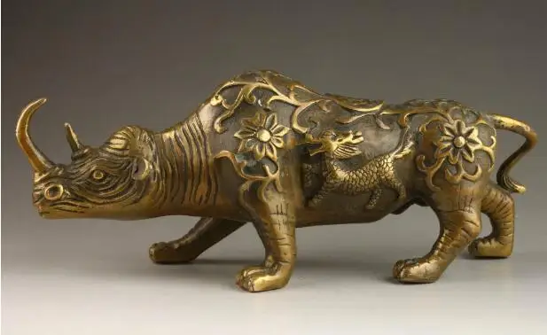 

Copper Statue Collectible Decorated Old Handwork Copper Relief Kirin Cattle Big Statue