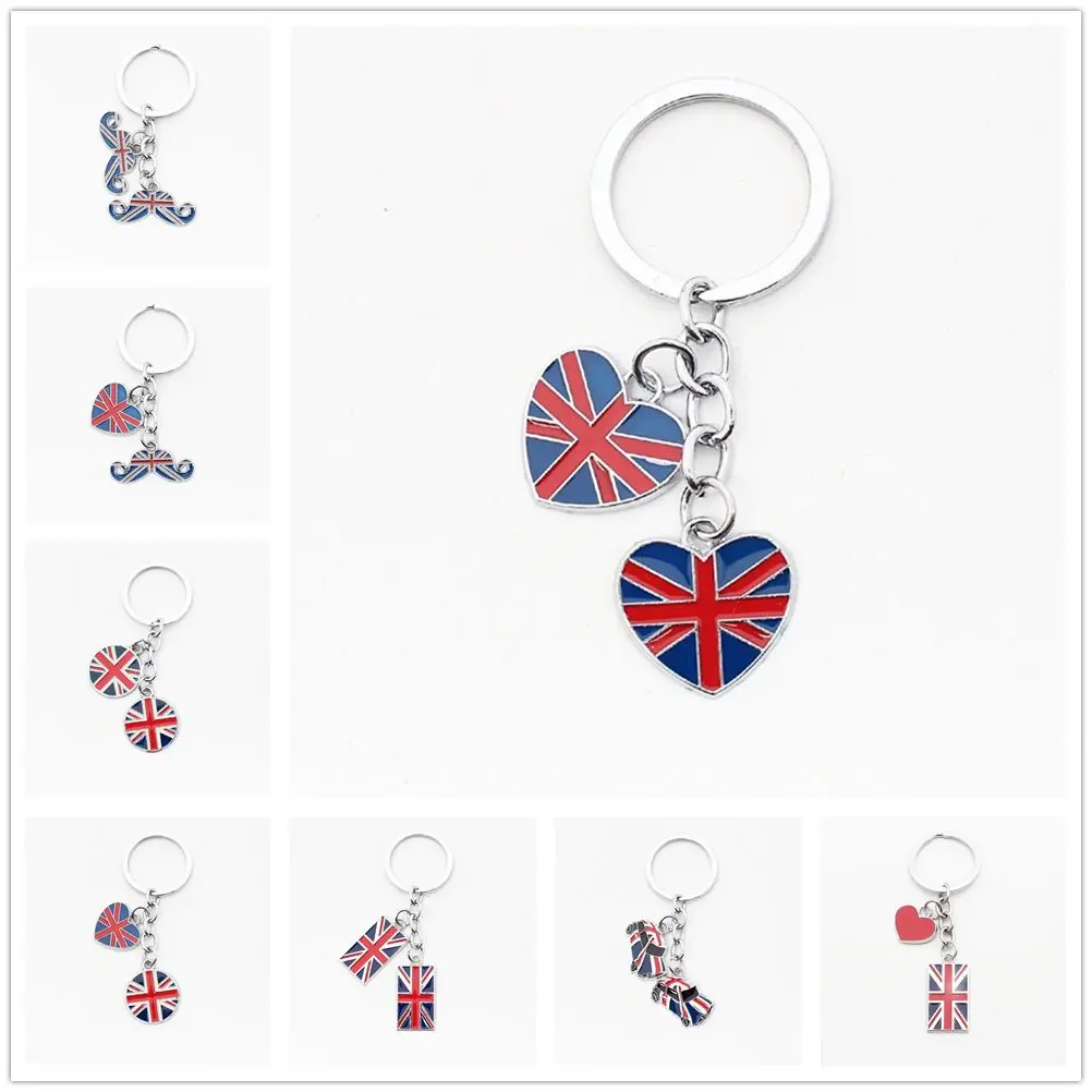 Metal Key Chain Excellent Quality Key Chain UK Flag Keychain Heart Pendant GB British Flag Union Jack Keyring