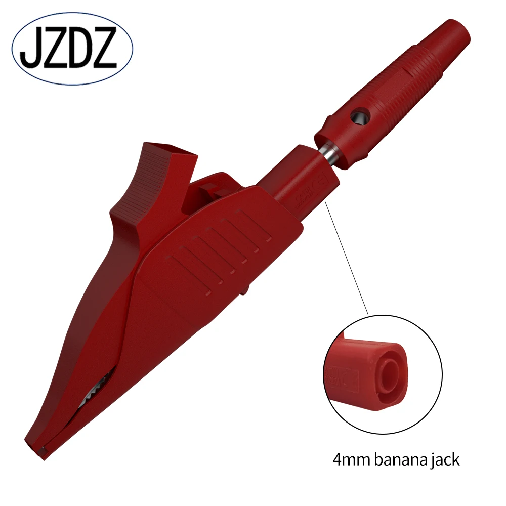 JZDZ Heavy Duty Alligator Clips Full Insulated Safe Crocodile Clips with 4mm Banana Jack Socket for electrical Test J.60042