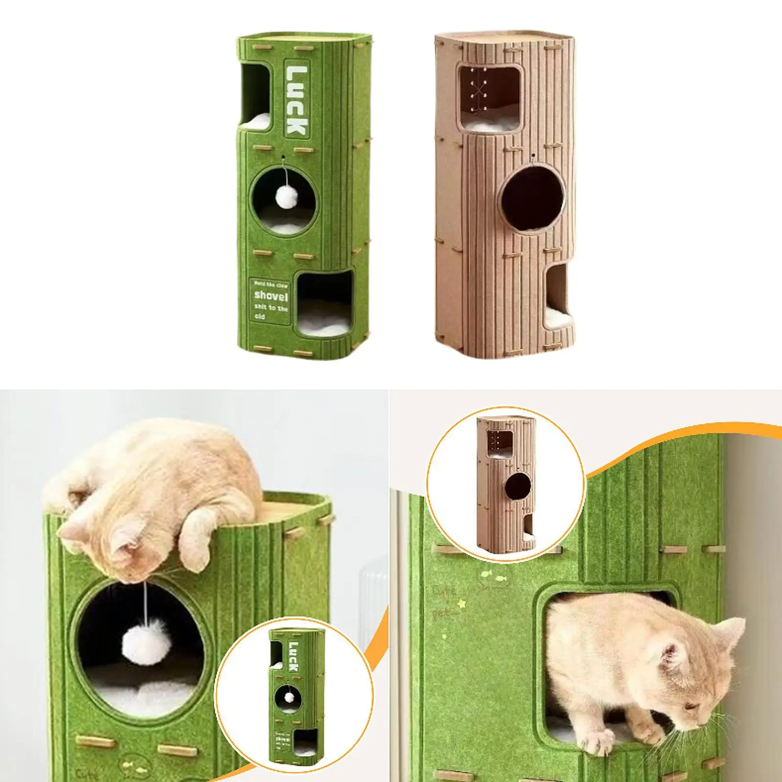 

Creative Cat House Cat Tree Hideout Felt Scratch Resistant Sleeping Place Cosy Enclosed Climbing Cave Indoor Cats Scratch Post