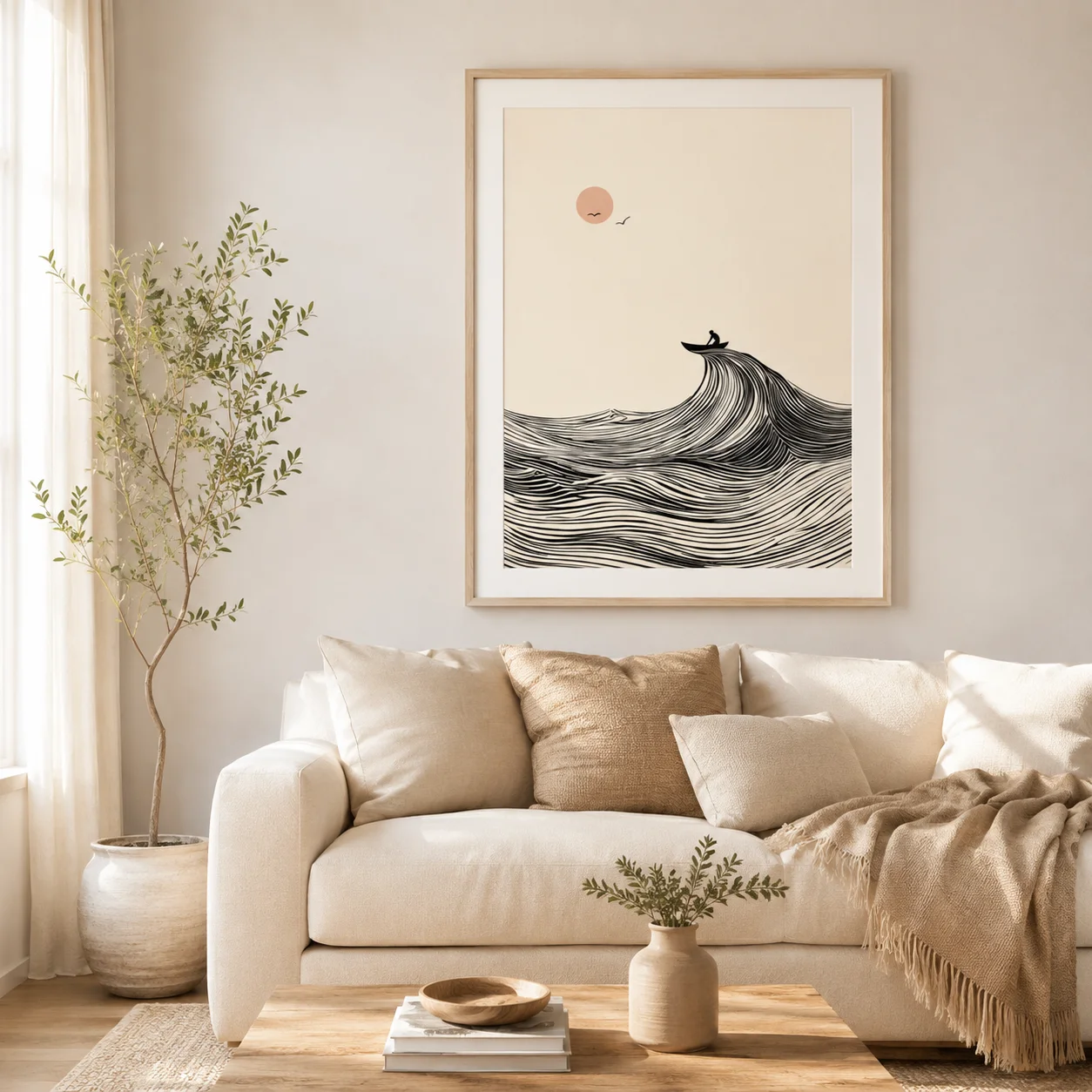 Solitude On The Waves Poster,Canvas Wall Print,Modern Art Illustration,HighGrade Home Decoration Artwork for Bedroom,Living Room