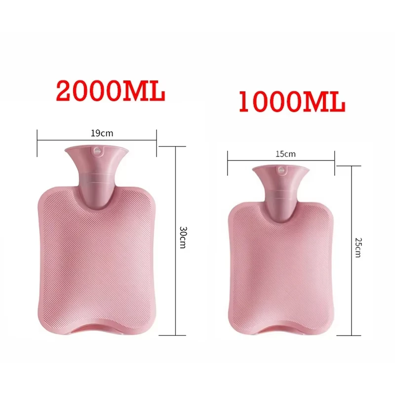 1Pc Hot 2L Water Bottle Solid Color Thick PVC Silicone Rubber Hot Water Bottle Irrigation Hand Warmers Warm Palace Warm Bag